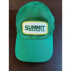 Summit Brewing Co Trucker Hat Unisex Green OS Adjustable Curved Brim Embro #1596